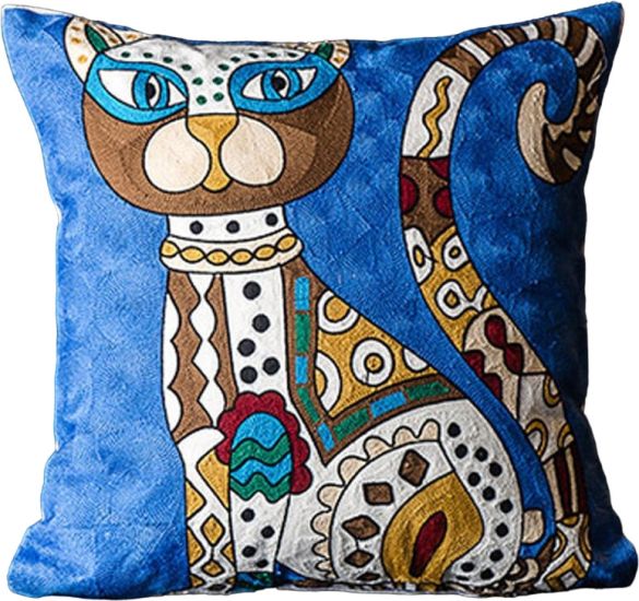 Decoromania Декоративная подушка синий фон «Питерские коты»