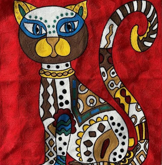 Decoromania Декоративная подушка красный фон «Питерские коты»