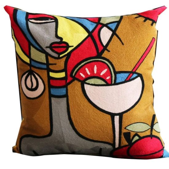 Decoromania Декоративная подушка коричневый фон «Дама с коктейлем»